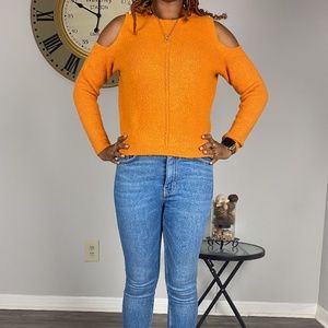 Forever 21 Orange Cold Shoulder Sweatshirt